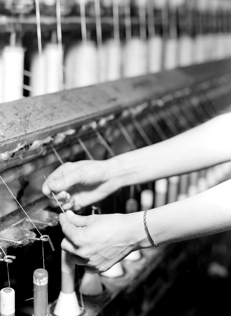 Detail of High Point, North Carolina - Textiles. Pickett Yarn Mill. Spinning by Lewis Hine