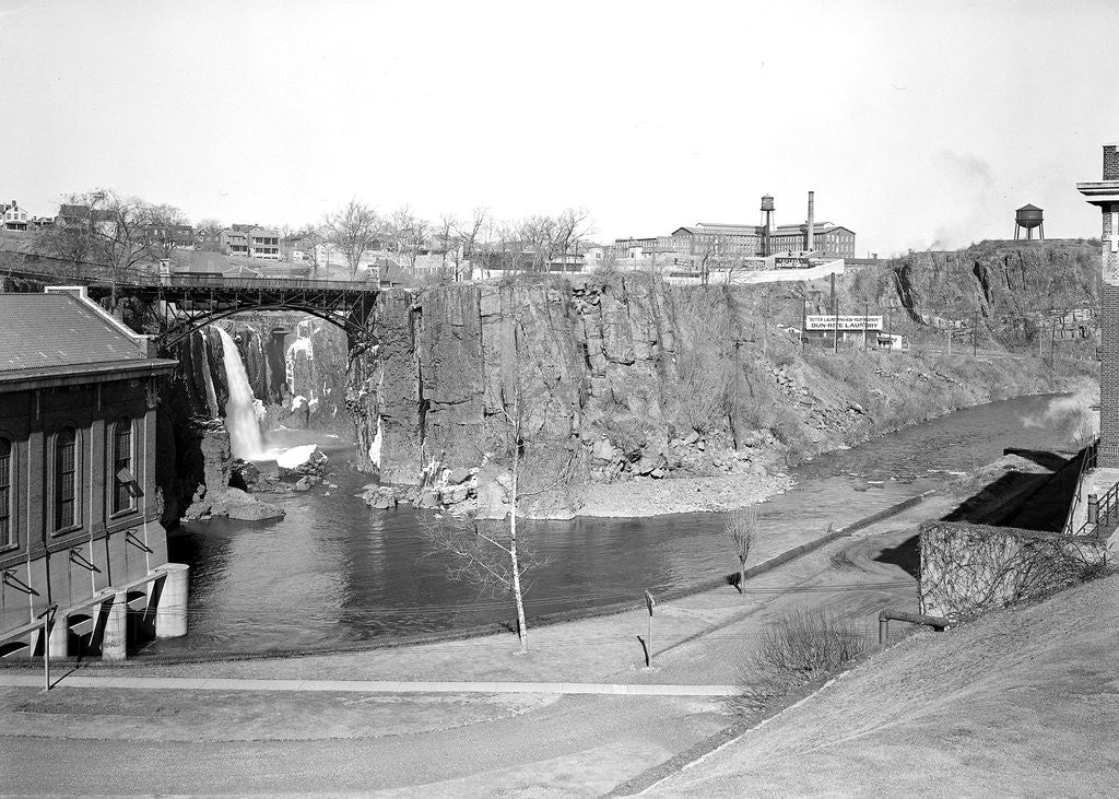 Detail of Paterson, New Jersey - Textiles. A glimps of Passaic Falls and River, March 1937 by Lewis Hine
