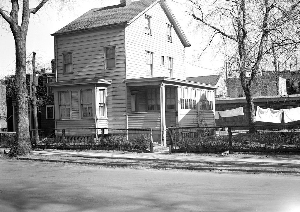 Detail of Paterson, New Jersey - Textiles. Home of Salvatore De Crasenso, 583 E. 231 St. Owner of small family shop of 8 or 10 looms, March 1937 by Lewis Hine