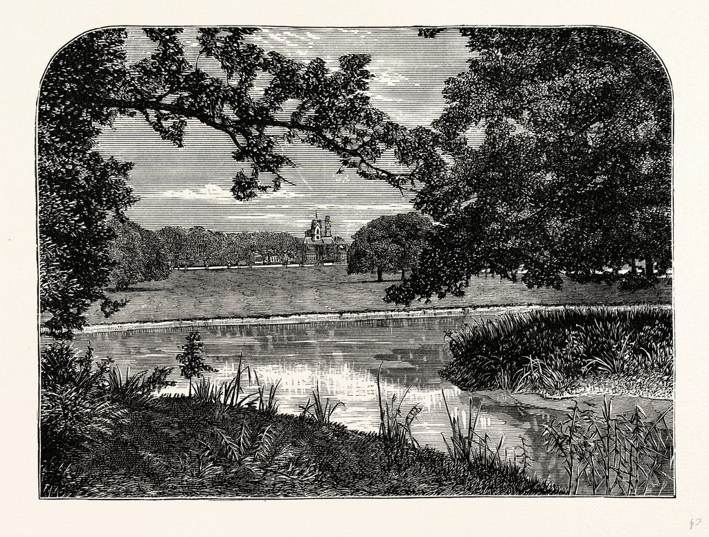 Detail of Distant View from the Lake of the Mansion by Anonymous