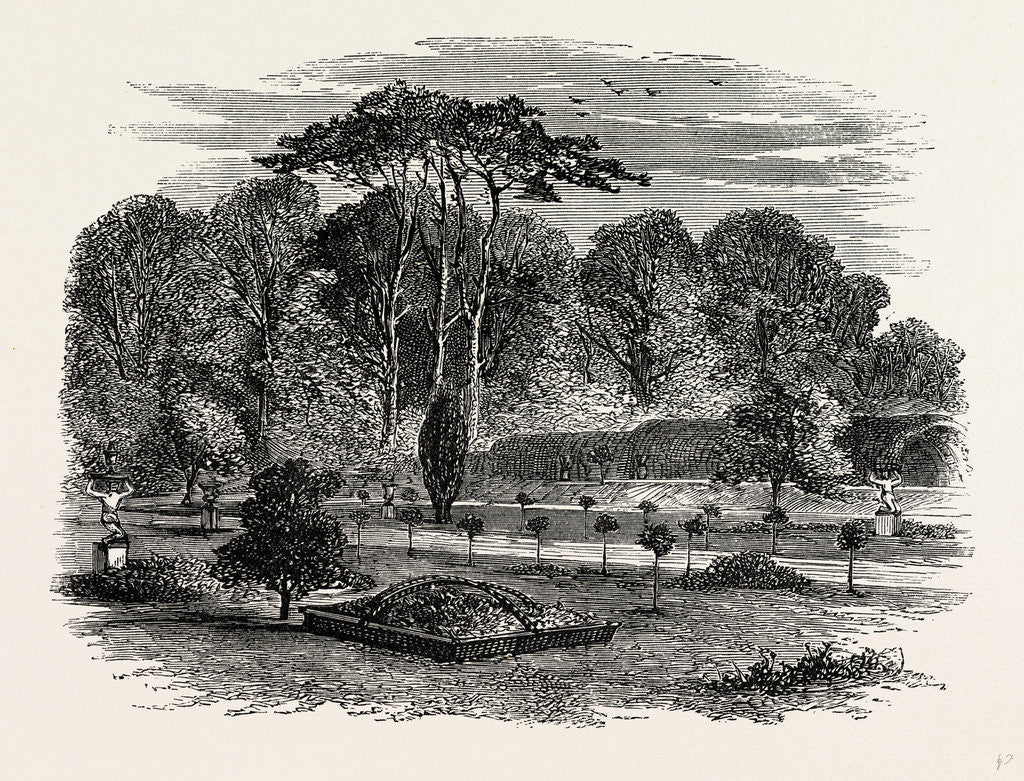 Detail of The Gardens and Yew Tunnel, Melbourne Hall by Anonymous