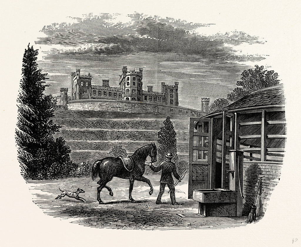 Detail of Belvoir Castle, from the Stables, showing the Covered Exercise ground by Anonymous