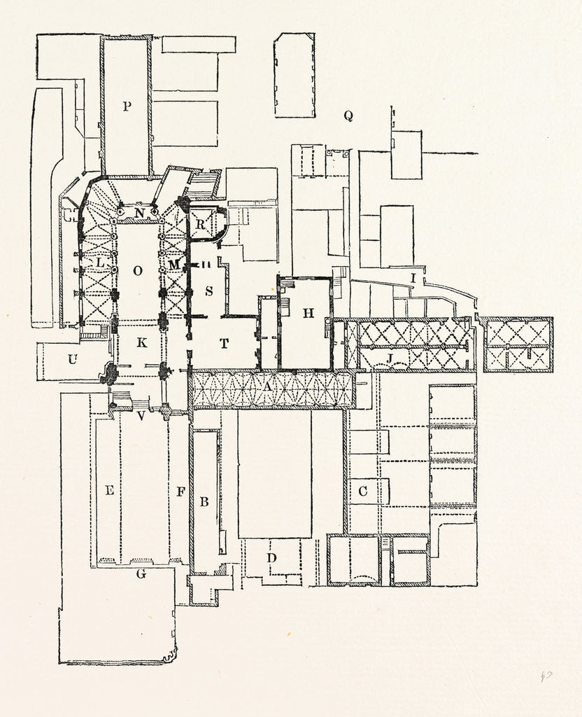 Detail of Plan Priory St. Bartholomew, London by Anonymous