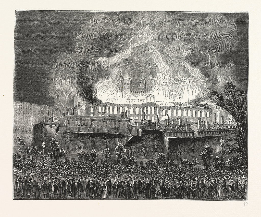 Detail of Burning Great Storehouse, London by Anonymous