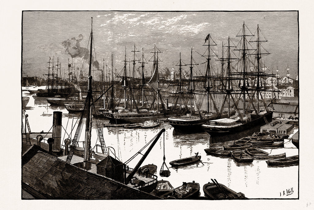 Detail of West India Docks, Isles of Dogs, London by Anonymous