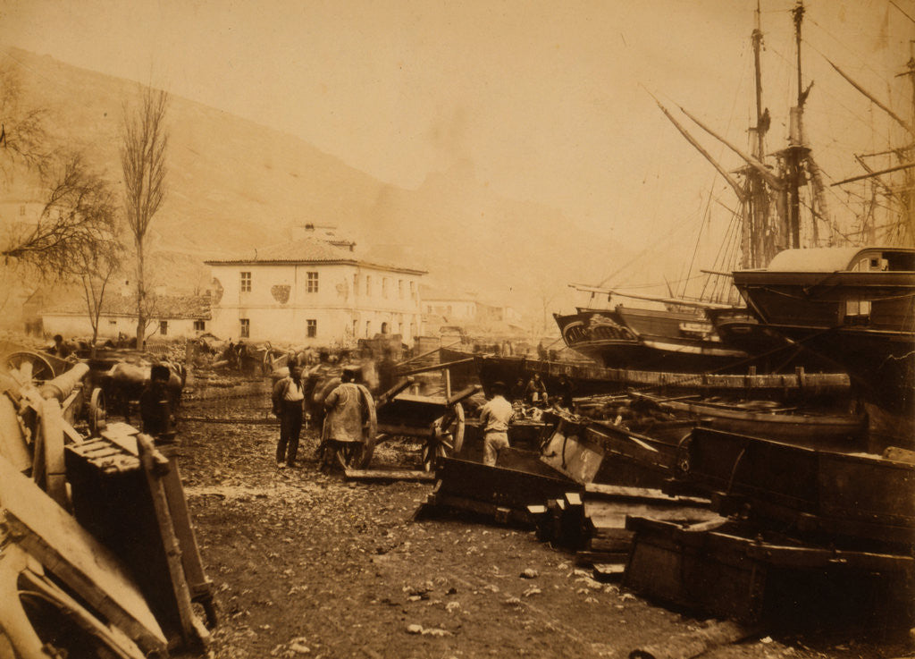 Detail of Landing place, Ordnance Wharf, Balaklava, Genoese Castle, Crimean War by Roger Fenton