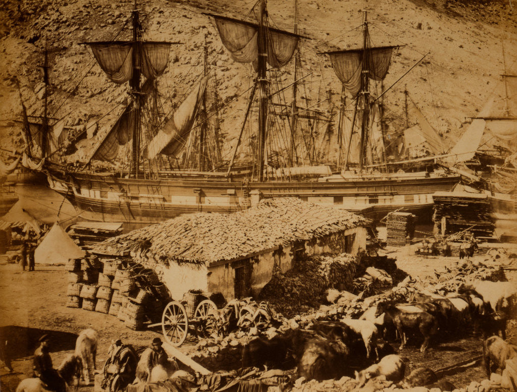 Detail of Balaklava harbour, the cattle pier, Crimean War by Roger Fenton
