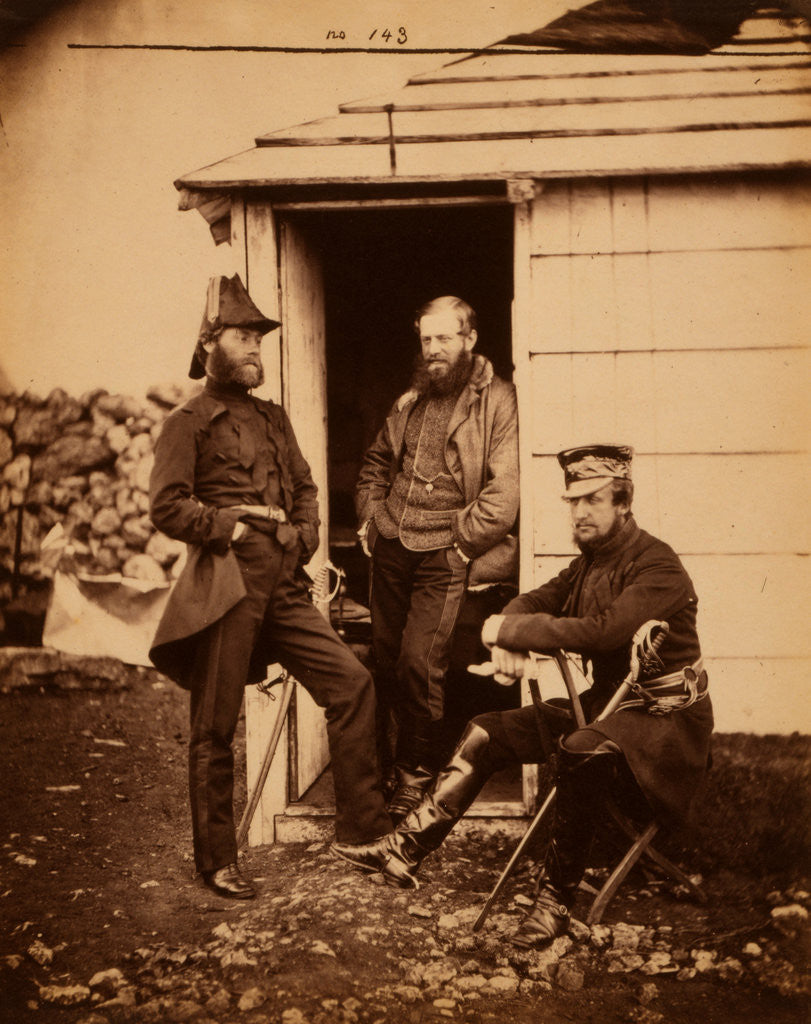 Detail of Captain Ponsonby, Captain Pearson & Captain Markham, on the staff of Sir George Brown, Crimean War by Roger Fenton