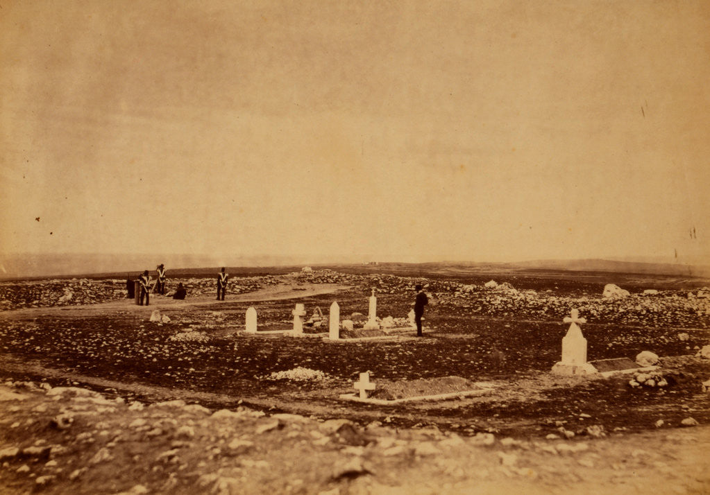 Detail of The cemetery Cathcart's Hill - the Picquet House, Victoria Redoubt and the Redoubt des Anglais in the distance, Crimean War by Roger Fenton