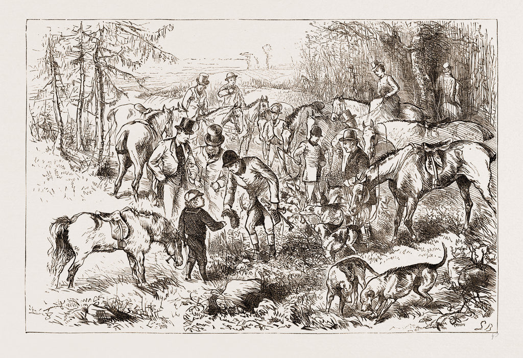 Detail of In The Hunting Field, Home For The Holidays: Getting His First Brush by Anonymous