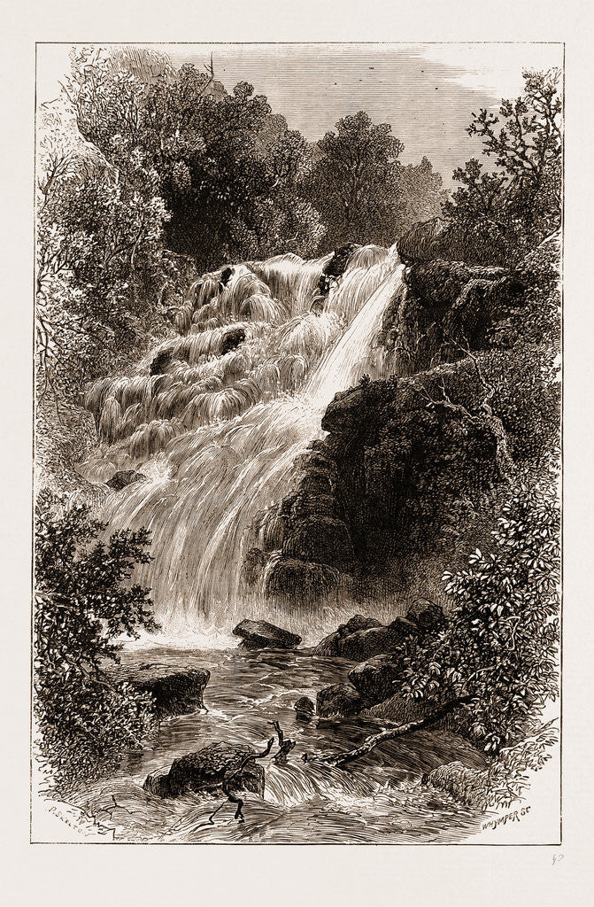 Detail of Waterfall At Killarney, 1876 by Anonymous