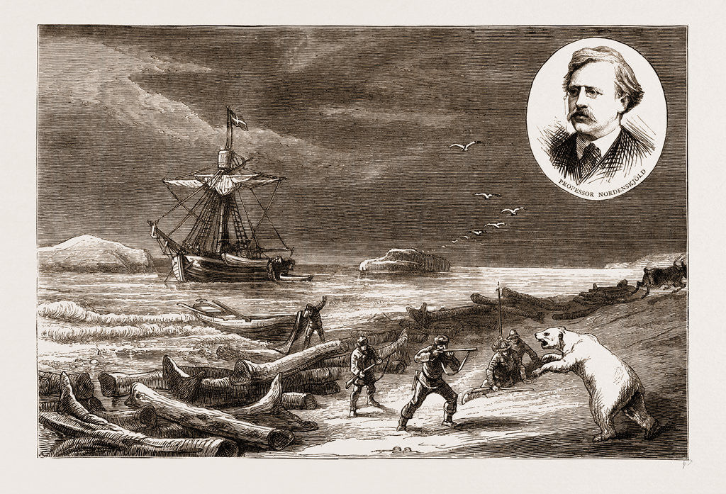 Detail of The Swedish Arctic Expedition: Hoisting The Swedish Flag At Dickson's Bay, Yenisei River by Anonymous