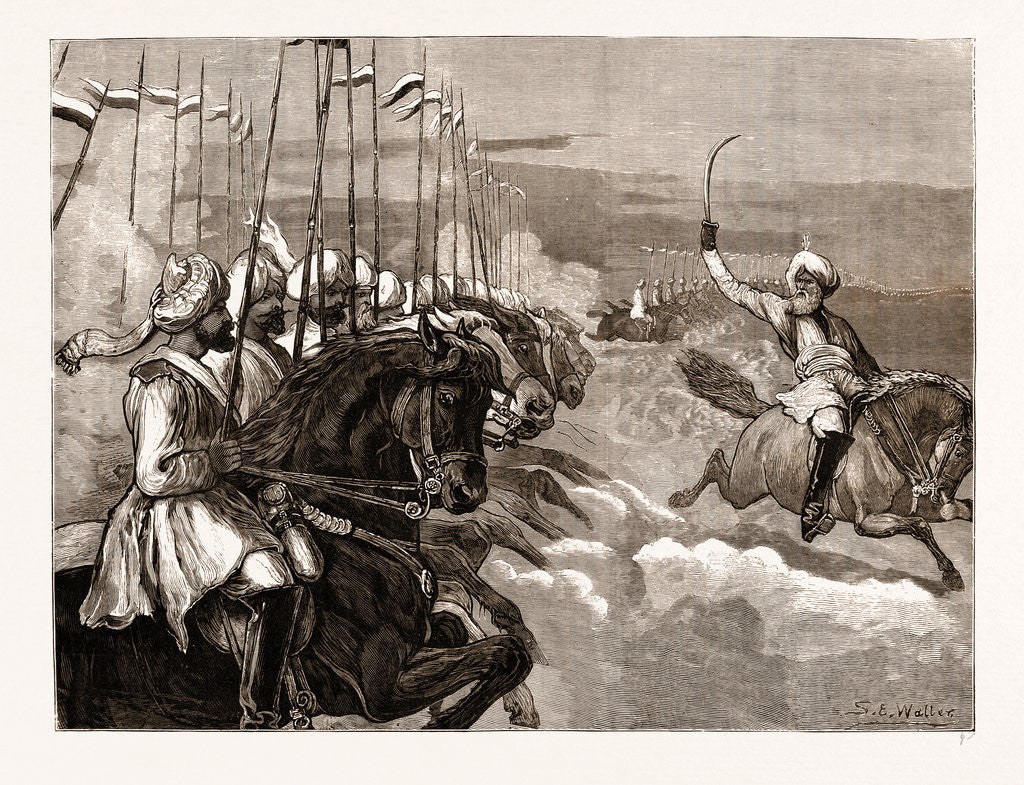 Detail of Grand Review Before The Prince Of Wales At Delhi, India: Charge Of Native Cavalry by Anonymous