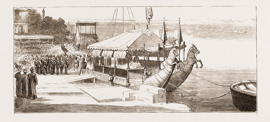 Detail of The Prince Of Wales Embarking In The State Barge To Visit The Rajah Of Benares, India by Anonymous