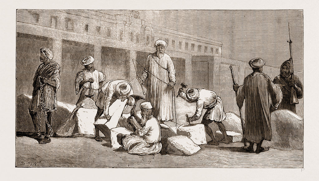 Detail of Convicts At Work Building The Khedive's Barracks, Cairo by Anonymous