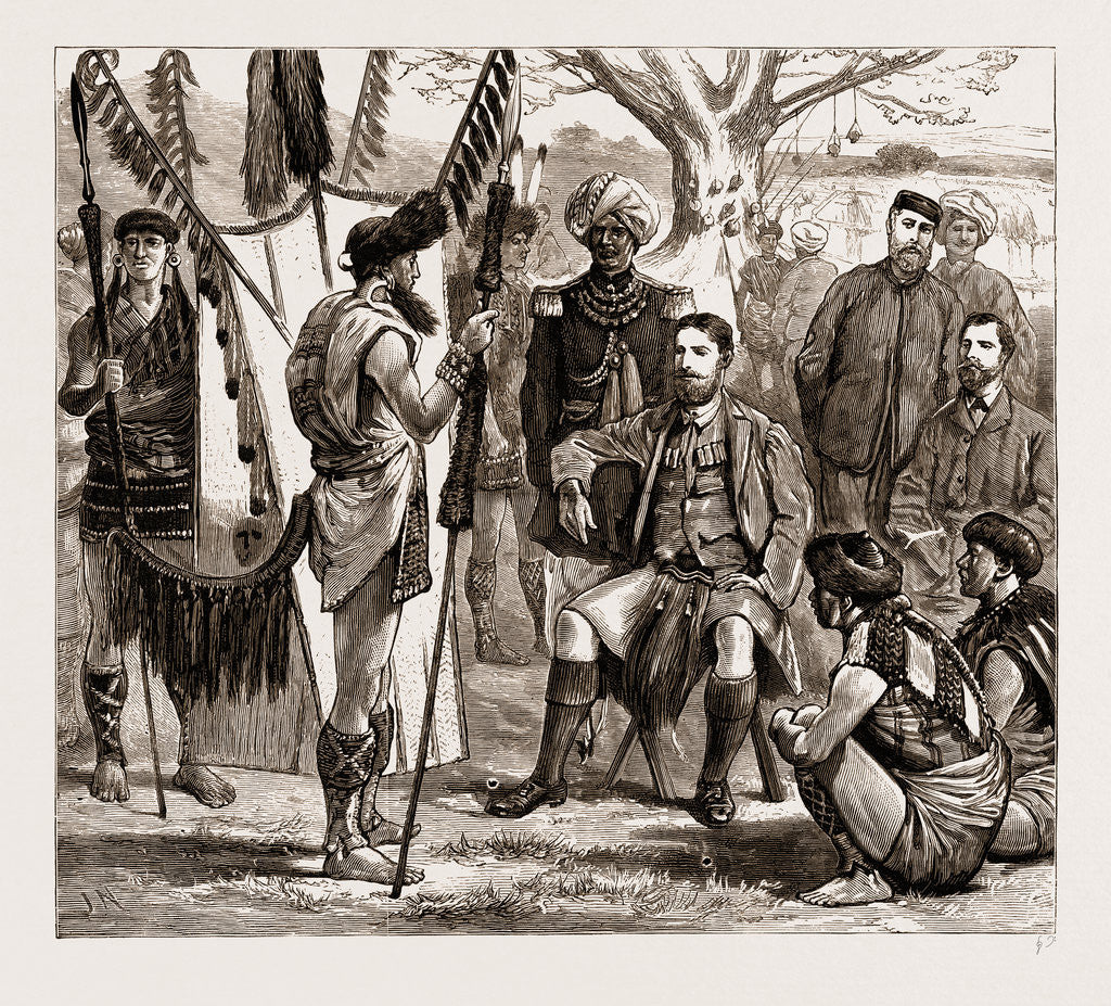 Detail of The Late Captain J. Butler (since Assassinated By The Nagas) Receiving A Deputation Of Native Chiefs, 1876 by Anonymous