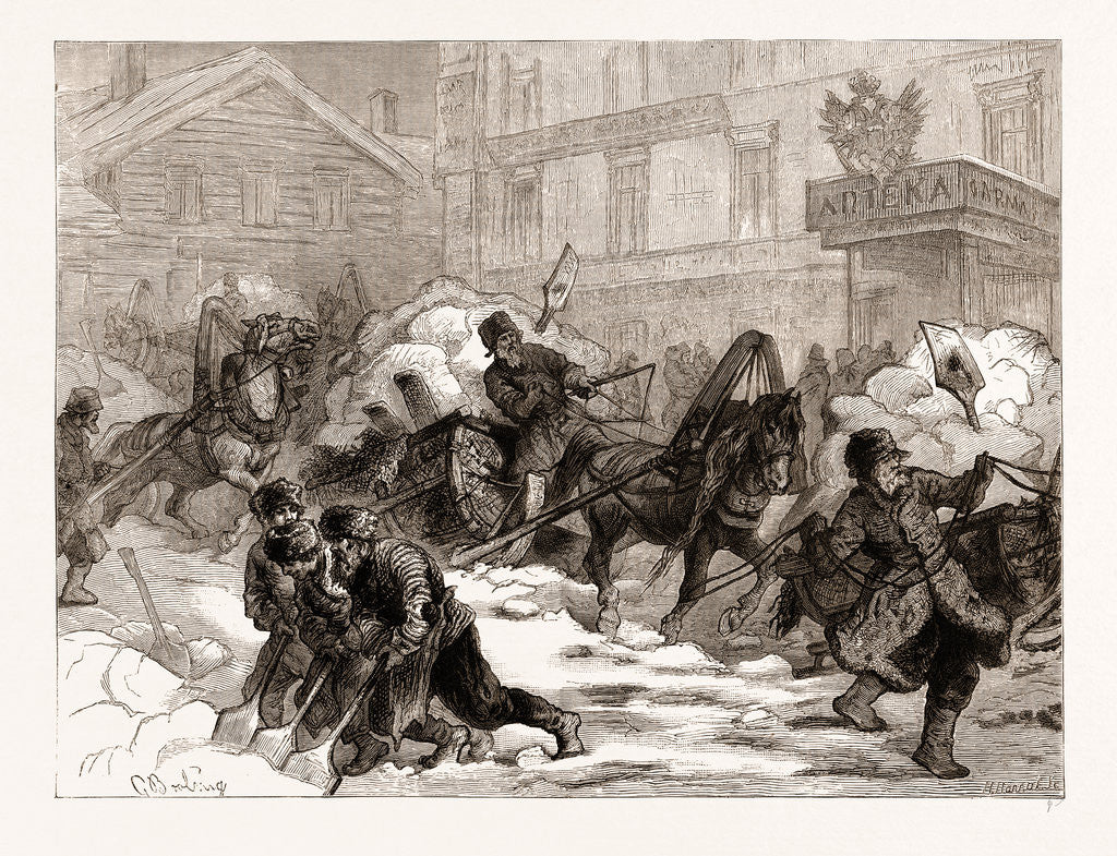 Detail of Life In Russia: Removing Snow From The Streets Of St. Petersburg by Anonymous