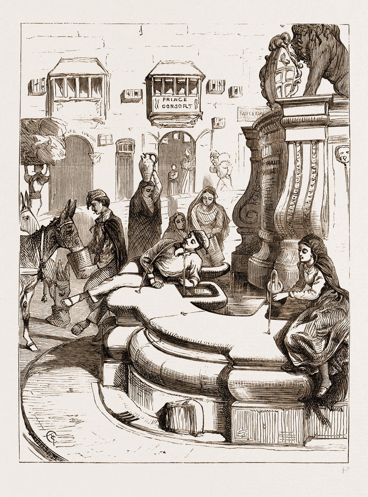 Detail of At The Fountain In The Piazza Santa Anna by Anonymous