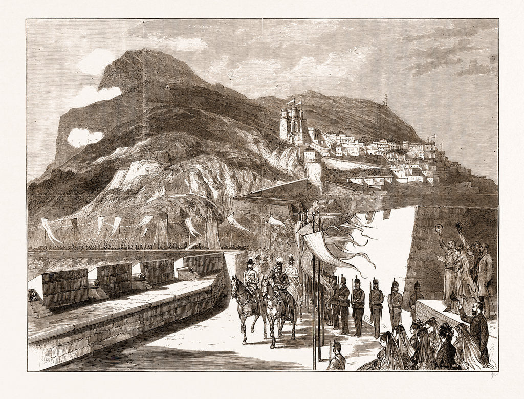 Detail of The Prince Of Wales At Gibraltar: On The Way To Casemate Square, 1876 by Anonymous
