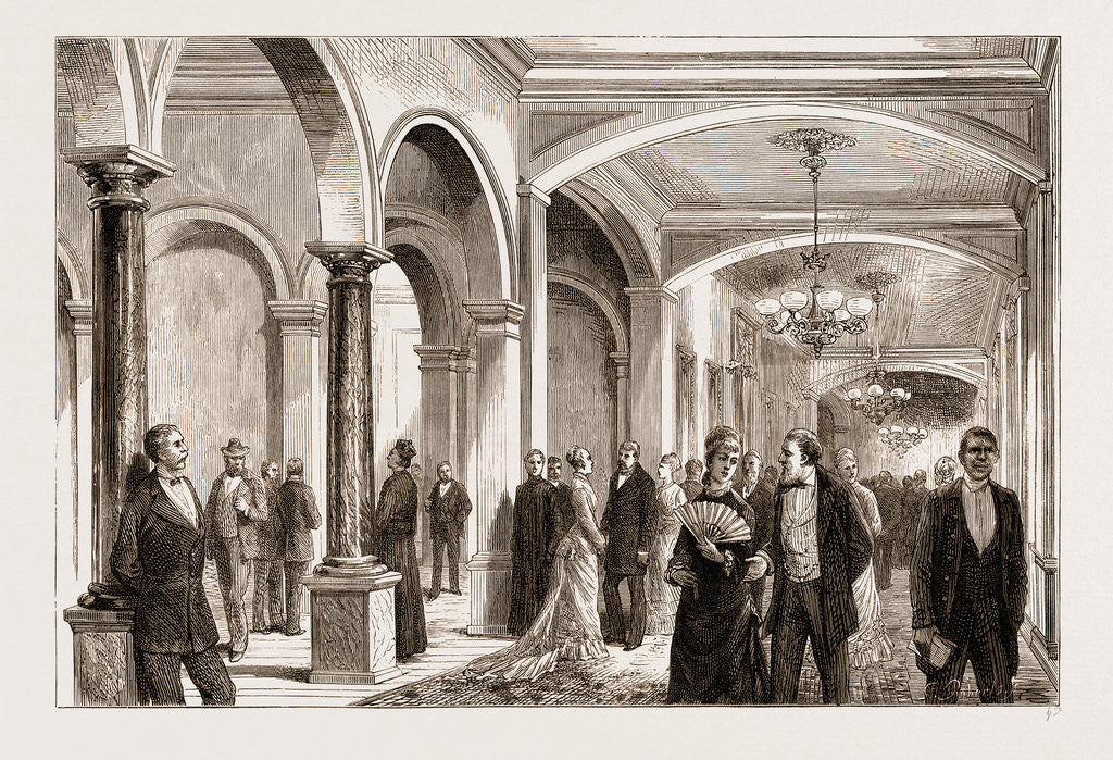 Detail of The American Centennial Exhibition: Hotel Life At Philadelphia: The Corridor After Dinner, US by Anonymous