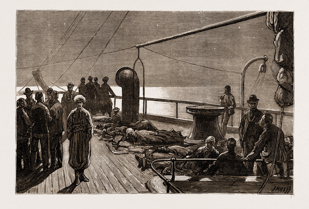 Detail of Deck Passengers: A Moonlight Sketch On The Forecastle, 1876 by Anonymous