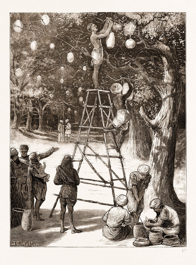 Detail of Natives Preparing Illuminations On The Esplanade, Bombay by Anonymous