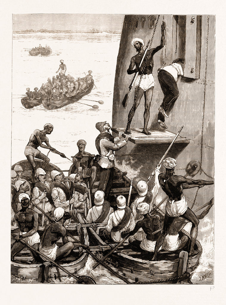 Detail of Troops Of The 43rd Regiment Embarking At Cannanore To Meet The Prince, India by Anonymous