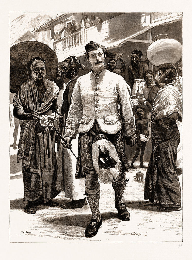 Detail of The Prince Of Wales's Highland Piper Astonishing The Kandyan Natives, India by Anonymous
