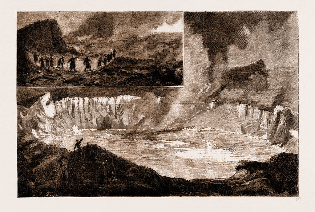 Detail of A Night Descent Into The Crater Of Kilauea, Hawaii by Anonymous