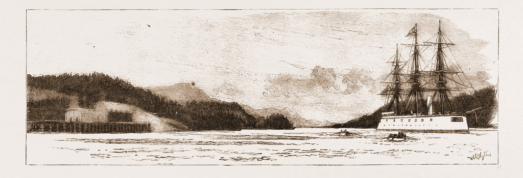 Detail of H.M.S. Comus At Burrard Inlet, The Present Terminus Of The Canadian Pacific Railway by Anonymous