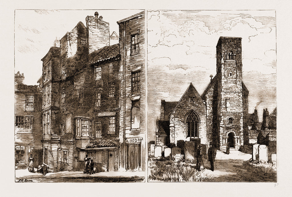 Detail of Old Houses Near High Street, Monkwearmouth Church by Anonymous