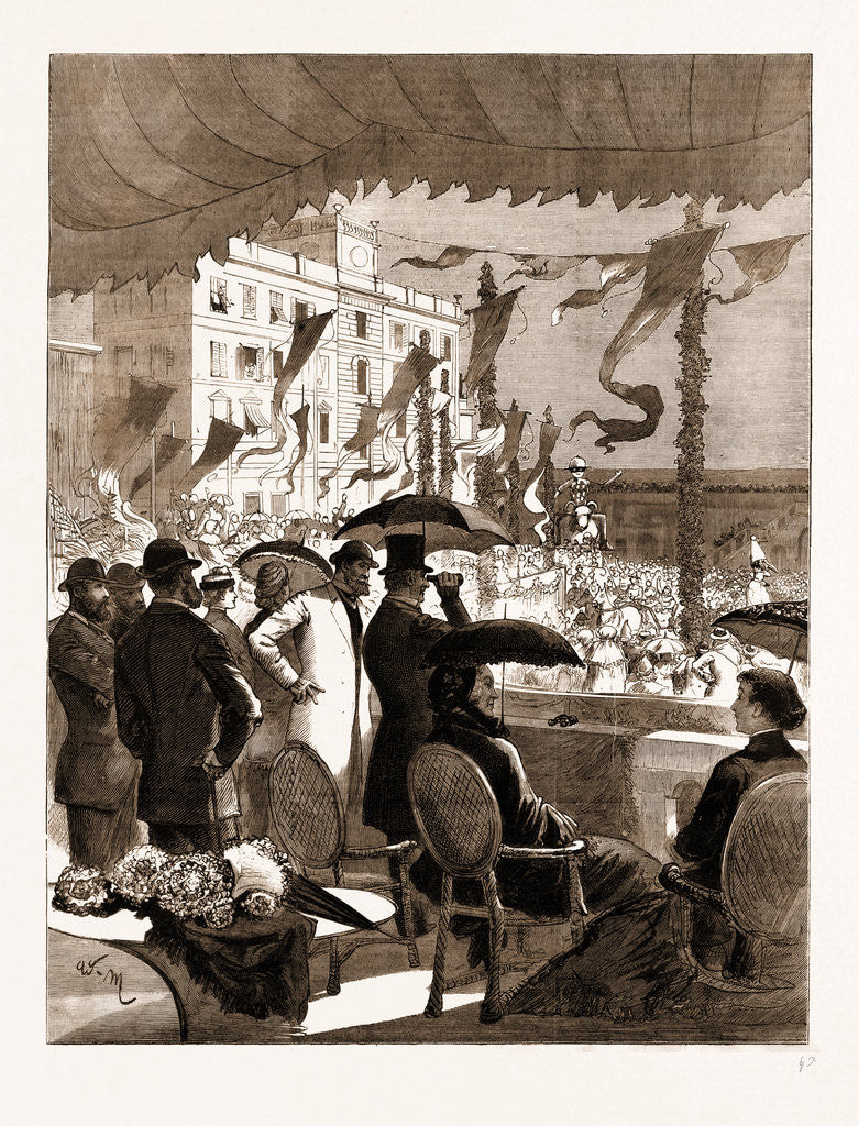 Detail of Mr. And Mrs. Gladstone Witnessing The Carnival Procession At Nice From The Balcony Of The Prefecture, 1883 by Anonymous