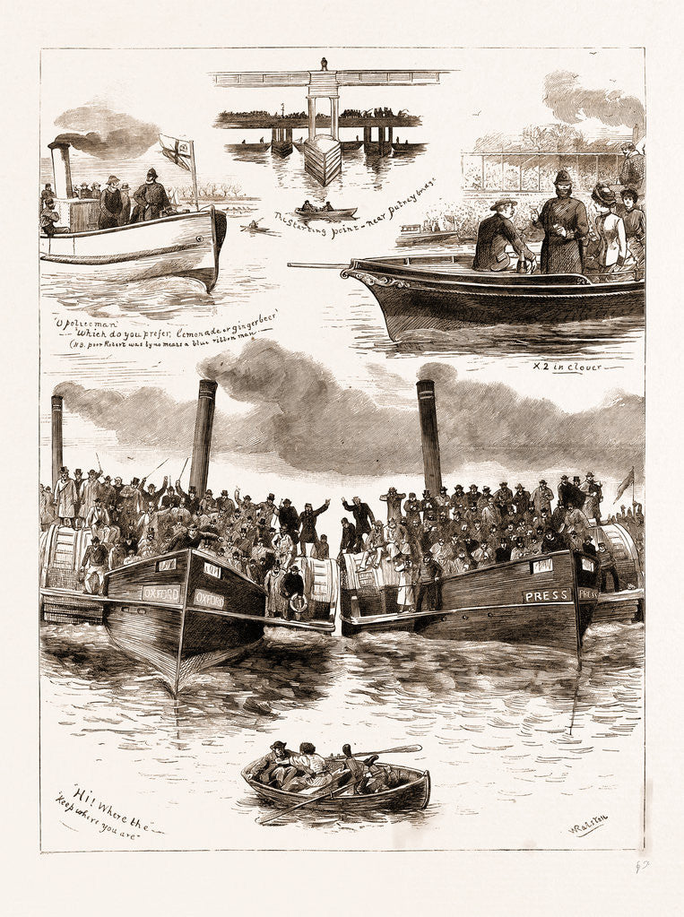 Detail of The Oxford And Cambridge Boat Race, Putney Bridge by Anonymous