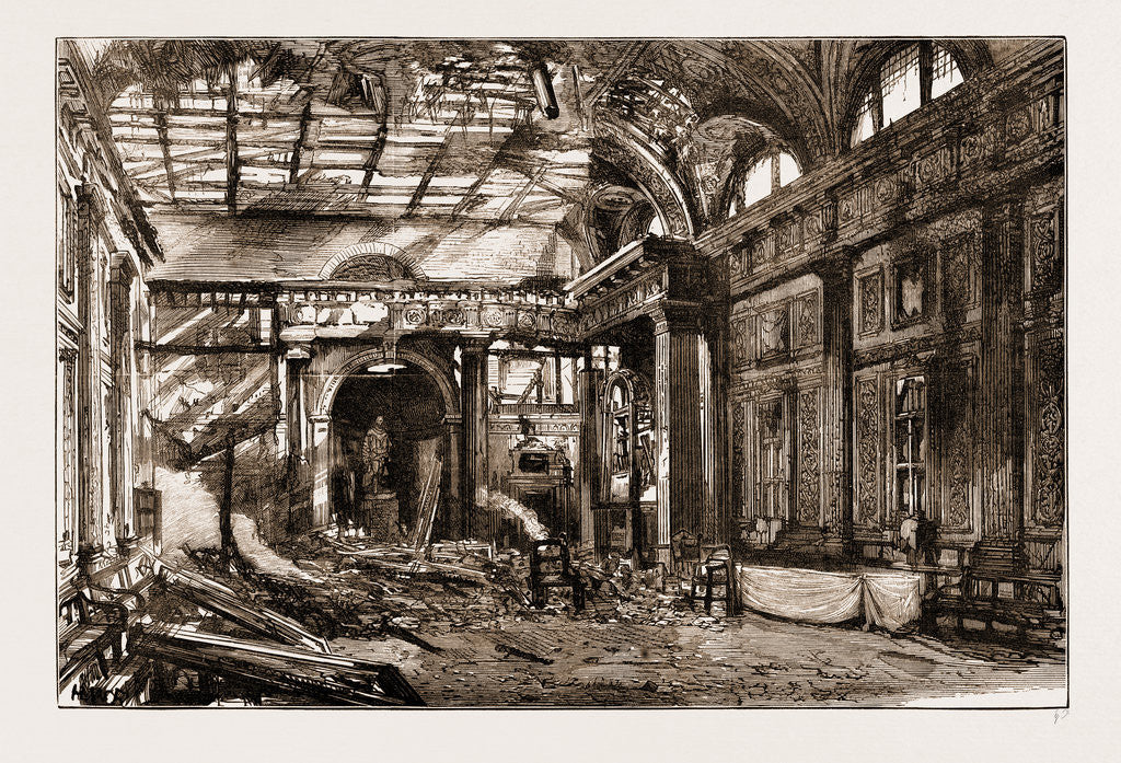 Detail of The Disastrous Fire At Freemasons' Hall, Great Queen Street: The Scene Of The Conflagration by Anonymous