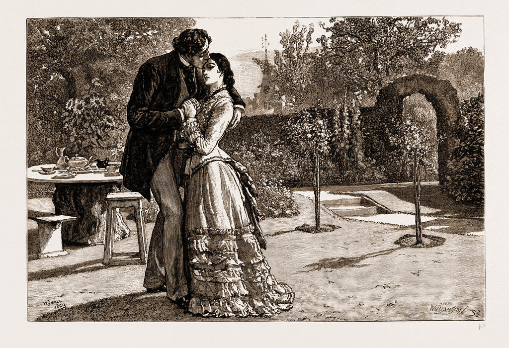 Detail of Thirlby Hall, Drawn By William Small, 1883; Yielding To An Uncontrollable Impulse, I Caught Her Suddenly In My Arms, And Kissed Her Forehead. by Anonymous