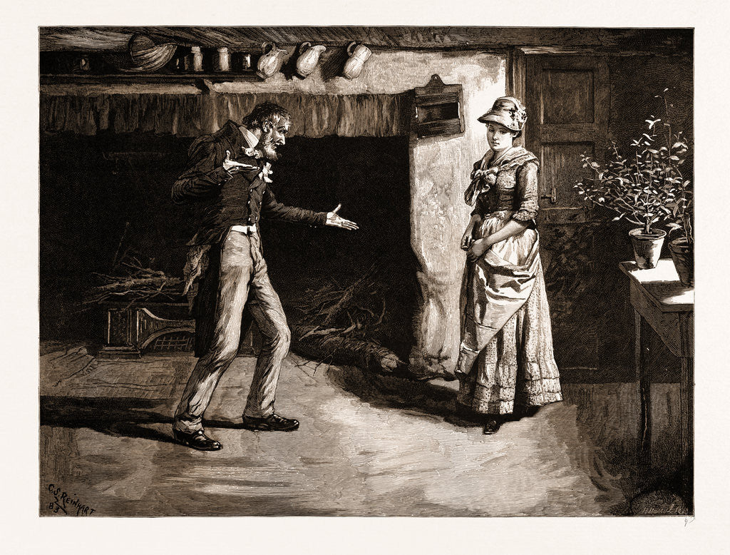 Detail of The Romantic Adventures Of A Milkmaid: What Be You Here For?, 1883 by Anonymous