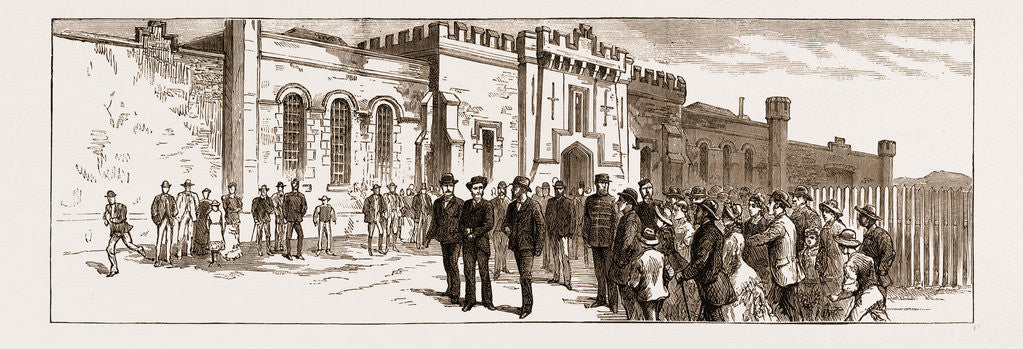 Detail of The Assassination Of Carey, Arrest Of O'Donnell At Port Elizabeth: O'donnell Leaving The Prison For The Court House, 1883 by Anonymous