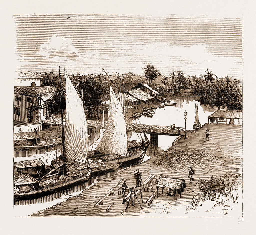 Detail of Pasar-bahru, Near The Landing Place, Batavia, Indonesia, 1883 by Anonymous