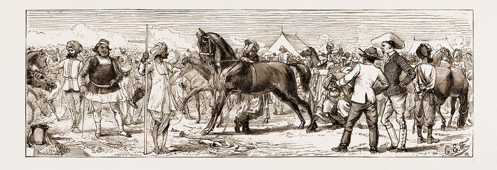 Detail of At An Indian Horse Fair: A Sketch At Muttra, 1883 by Anonymous