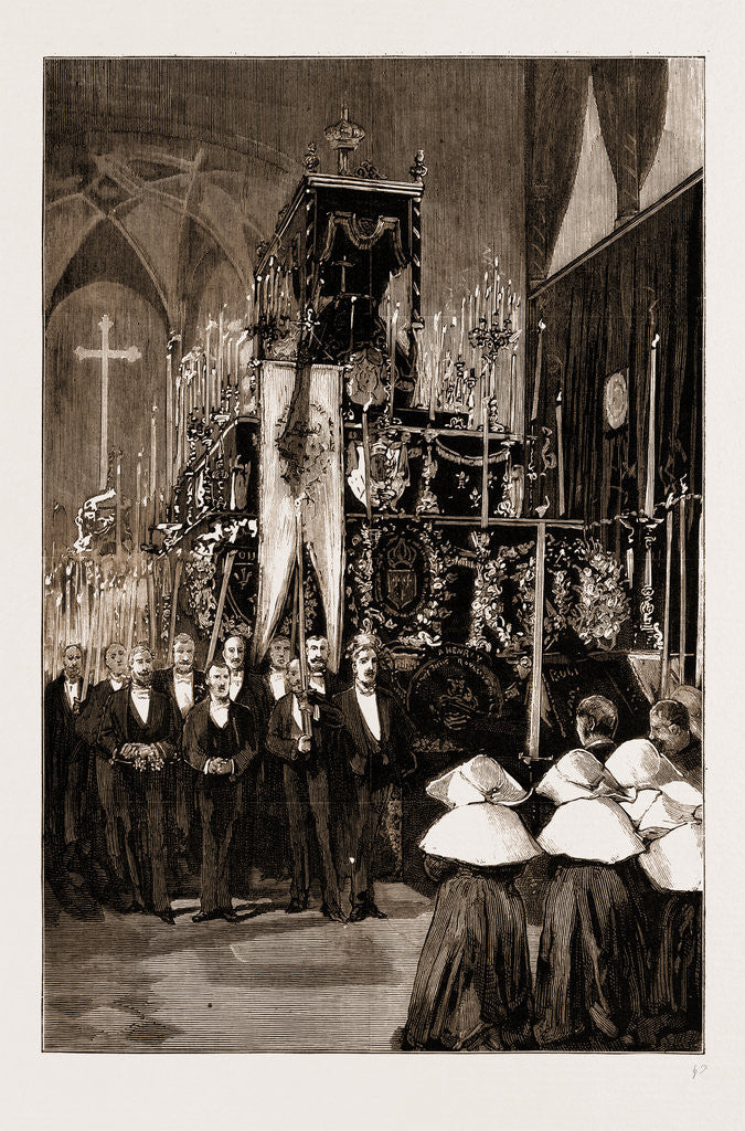 Detail of The Funeral Of The Late Comte De Chambord At Goritz, Germany: The Catafalque In The Cathedral, 1883 by Anonymous