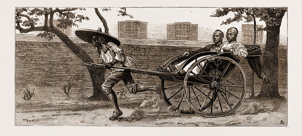 Detail of A Jinriksha, Rickshaw, Or Chinese Hand-carriage, 1883 by Anonymous