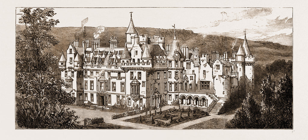 Detail of Cortachy Castle, Forfarshire, Scotland, UK, Seat Of The Earl Of Airlie, Destroyed By Fire, Sept. 14, 1883 by Anonymous