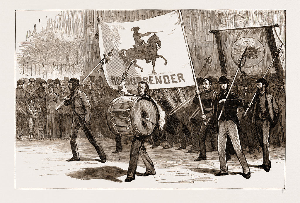 Detail of Sir Stafford Northcote In Ulster: The Orange Procession On The Way To The Botanic Gardens, Belfast, October 6, 1883 by Anonymous