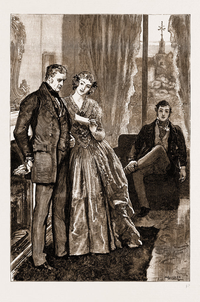 Detail of Thrilby Hall; She Laid Her Hand Upon Her Brother's Shoulder by William Small