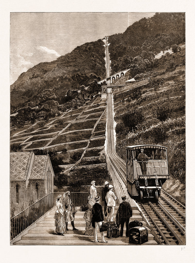 Detail of The Steepest Railway In The World: The New Mountain Line Between Montreux And Glion, Switzerland, 1883 by Anonymous