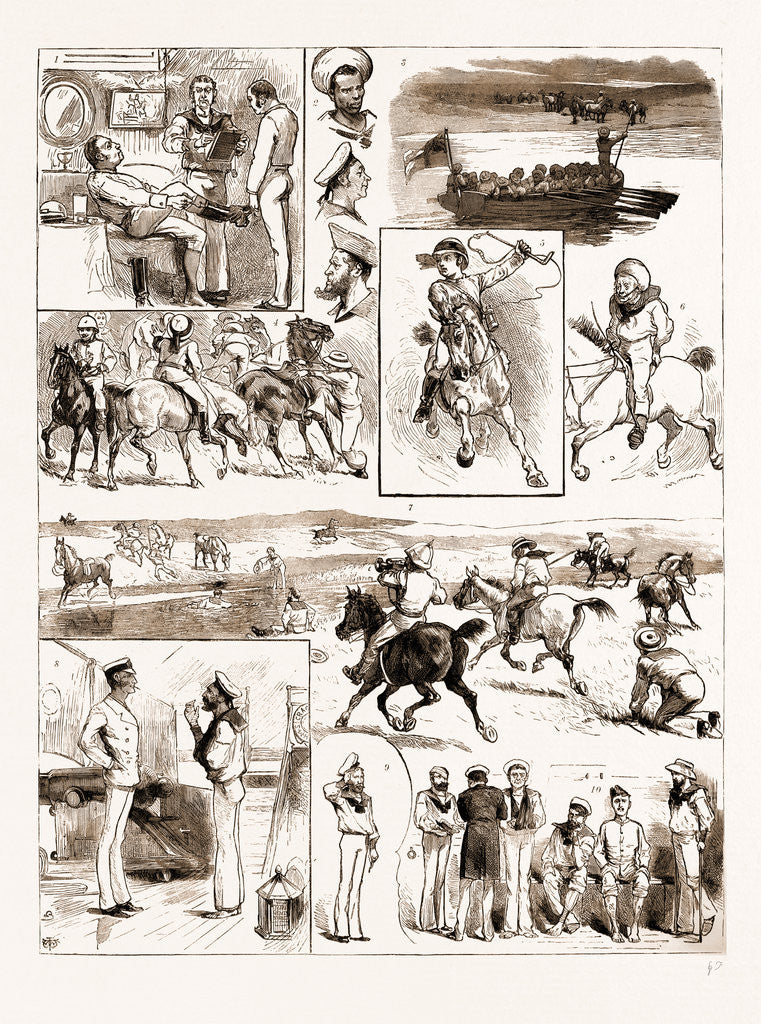 Detail of English Sports Abroad, A Naval Paper-chase At Maldonado, River Plate, 1883 by Anonymous