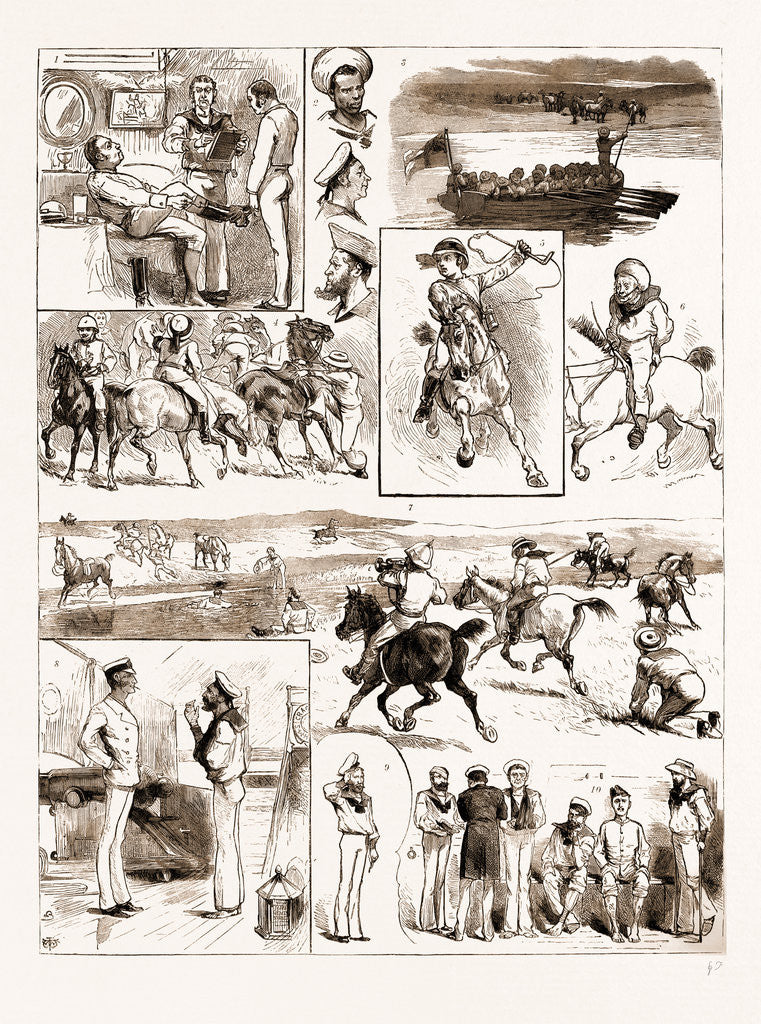Detail of English Sports Abroad, A Naval Paper-chase At Maldonado, River Plate, 1883 by Anonymous