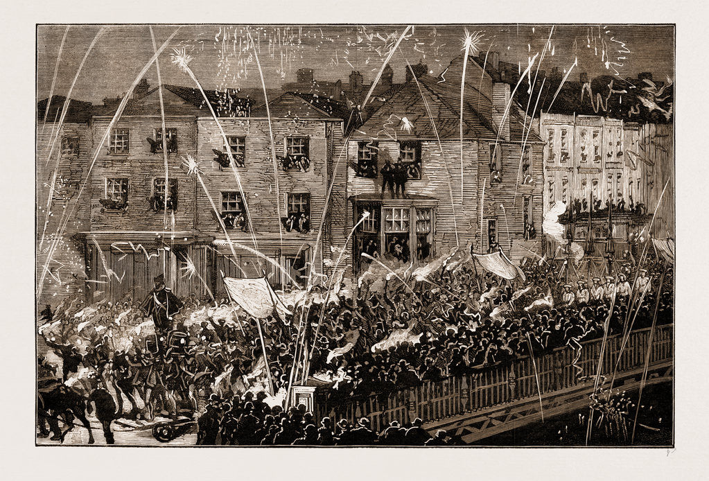 Detail of The Guy Fawkes Celebration At Bridgewater, UK, 1883 by Anonymous