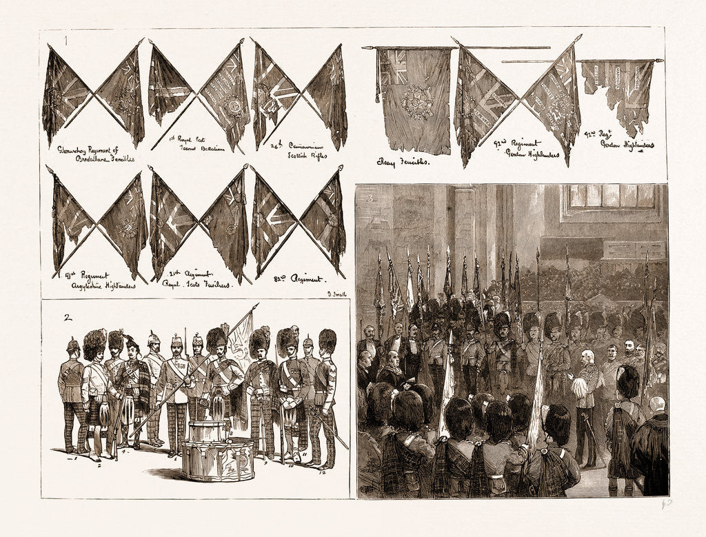 Detail of The Duke Of Cambridge Depositing The Colours Of Seventeen Scottish Regiments In St. Giles's High Church, Edinburgh, Scotland, UK, 1883 by Anonymous
