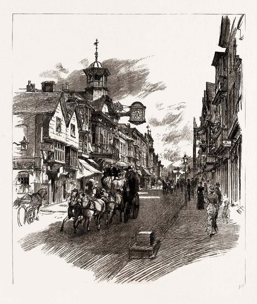 Detail of The Opening Of The Coaching Season, The London Coach Passing Down High Street, Guildford, UK, 1886 by Anonymous